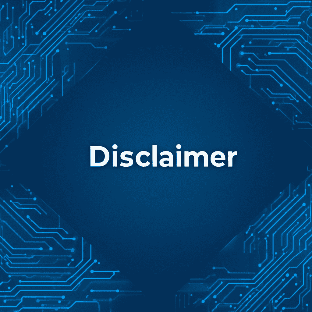 Disclaimer sign with caution icon and legal text